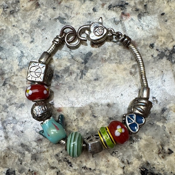 Peace love hope bird Elegant Multicolor Beaded Bracelet vintage. - Picture 3 of 3